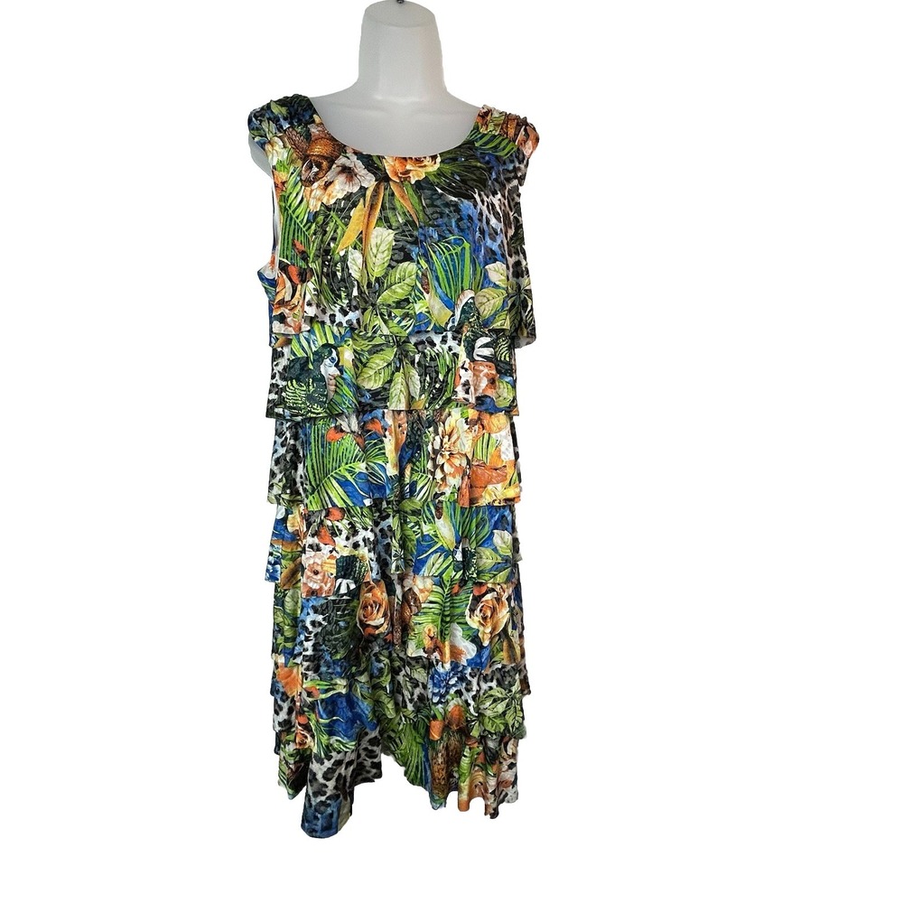 Libra Tiered Dress Size L Womans Multicolor Knit Sleeveless Stretch Pullover